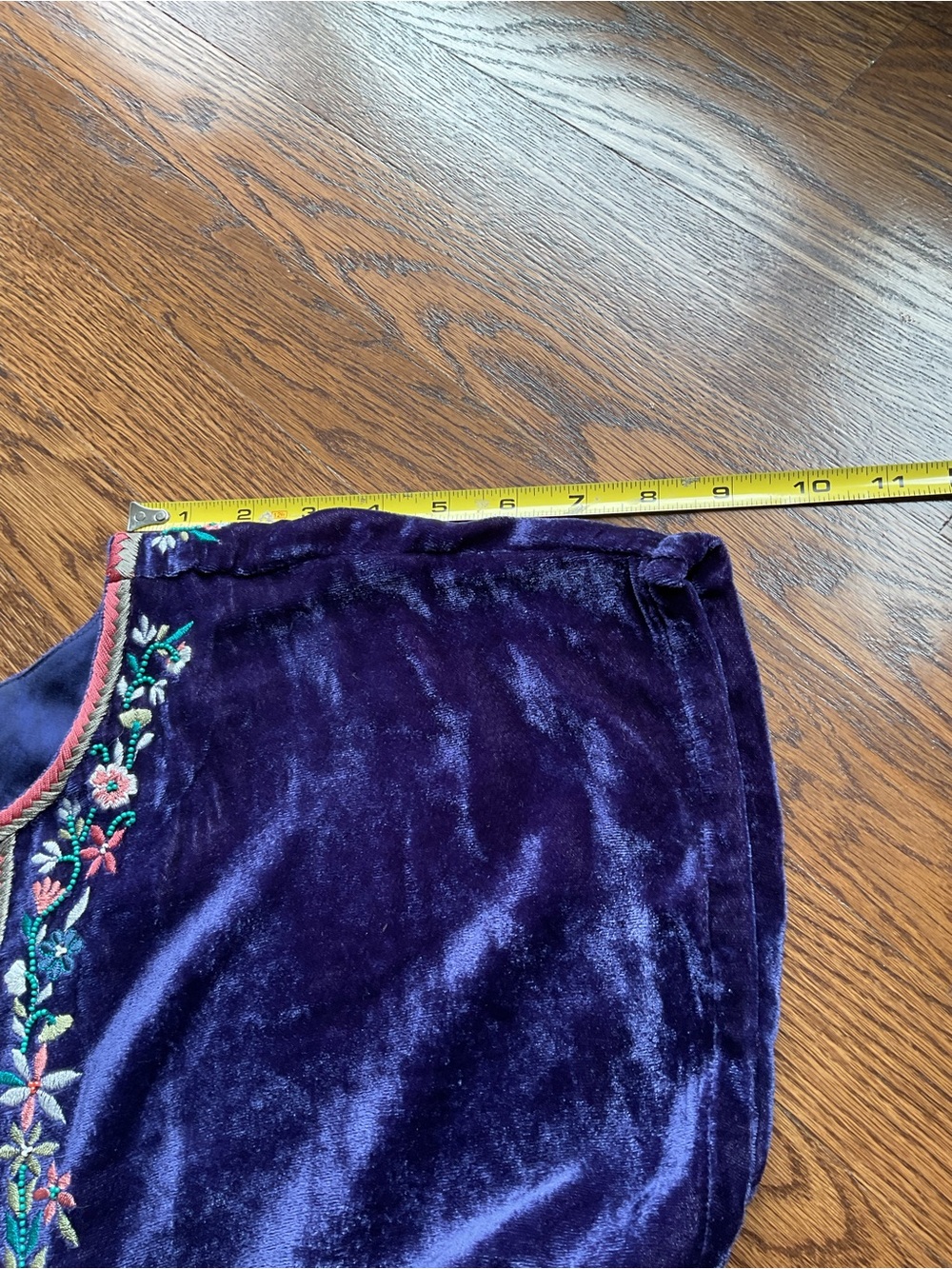 Sundance Purple Velvet Embroidered V-Neck Top - Picture 9 of 11
